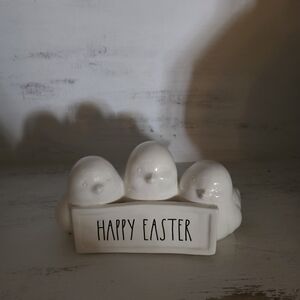 Rae Dunn White Ceramic 'Happy Easter' Chick Trio Accent